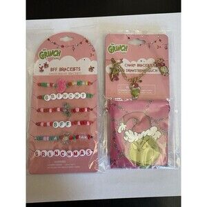Little Girls Charm Braclet With Pouch & BFF Bracelets - Disneys The Grinch- (Z)